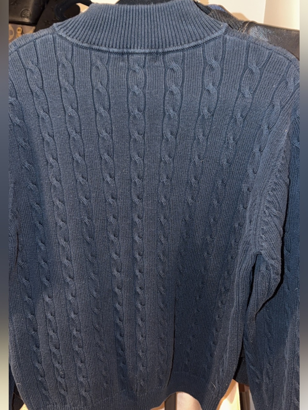 GANT Men's Navy Cable Half-Zip Sweater - Picture 3 of 6